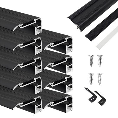 Καλή τιμή Μαύρο ανοδιωμένο LED Προφίλ Nosing 6063-T5 Κράμα αλουμινίου W65mm*H27,5mm για φωτισμό σκάλας σε απευθείας σύνδεση