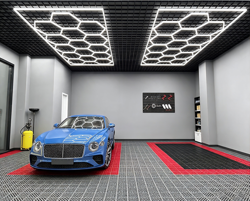 Καλή τιμή 624W LED Hexagon Light Modular Ceiling Lighting System for Garage Gym Workshop Office Connectable Honeycomb LED Hex Light Panels σε απευθείας σύνδεση