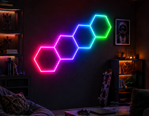 Αρθρωτά RGB LED Εξαγωνικά Φωτιστικά Κυψέλης Ιδανικά για Φωτισμό και Διακόσμηση Οροφής Γκαράζ, Γυμναστηρίου, Εργαστηρίου και Γραφείου
