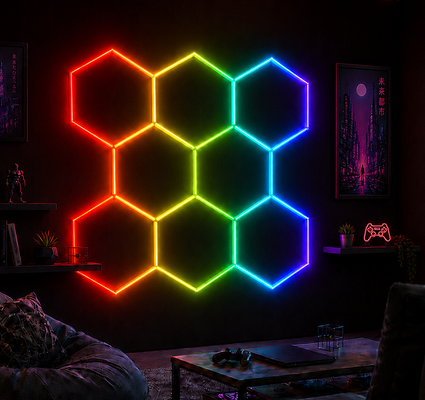Καλή τιμή Modular LED Hexagonal Light RGB Honeycomb Ceiling Panels για Ευέλικτο Φωτισμό σε Γκαράζ, Γυμναστήριο, Εργαστήριο και Γραφεία σε απευθείας σύνδεση