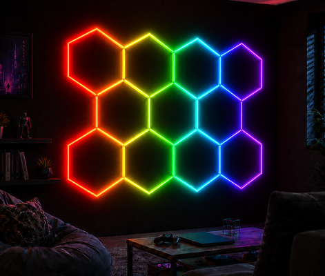 Καλή τιμή RGB LED Εξαγωνικά Φωτιστικά Πάνελ Κυψέλης Κατάλληλα για Γκαράζ, Γυμναστήριο, Εργαστήριο και Γραφείο - Κομψές Λύσεις Φωτισμού σε απευθείας σύνδεση