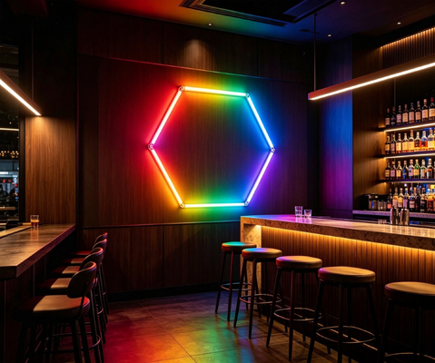 Καλή τιμή RGB LED Hexagon Light Μονουλευτικό σύστημα φωτισμού οροφής για γκαράζ γυμναστήριο εργαστήριο γραφείου συνδεσιμό μέλισσα LED Hex φωτιστικά πάνελ Διαδικτυακά