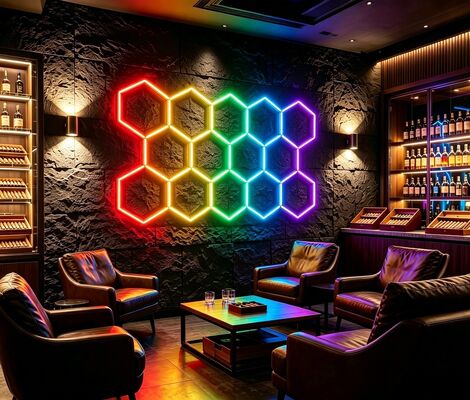 Καλή τιμή RGB LED Έκταγωνικό Φως Μονουλικό Σύστημα Οροφών Honeycomb για ευέλικτο φωτισμό στο γκαράζ γυμναστήριο Εργαστήριο και γραφείο Διαδικτυακά