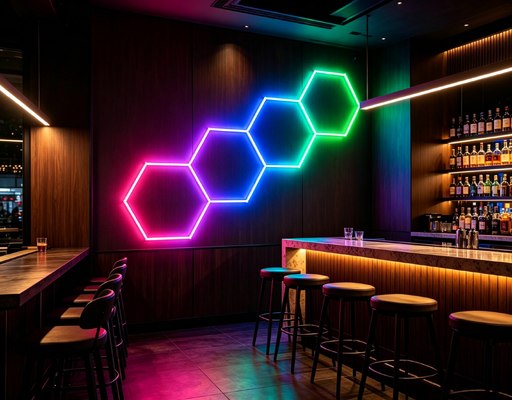 Καλή τιμή Αρθρωτά RGB LED Εξαγωνικά Φωτιστικά Κυψέλης Ιδανικά για Φωτισμό και Διακόσμηση Οροφής Γκαράζ, Γυμναστηρίου, Εργαστηρίου και Γραφείου Διαδικτυακά