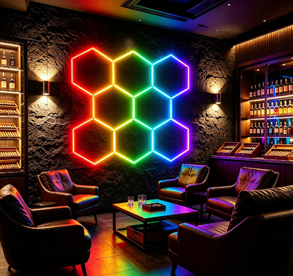 Καλή τιμή Modular LED Hexagonal Light RGB Honeycomb Ceiling Panels για Ευέλικτο Φωτισμό σε Γκαράζ, Γυμναστήριο, Εργαστήριο και Γραφεία Διαδικτυακά