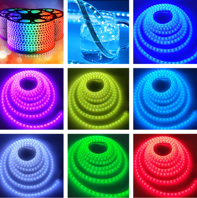 Καλή τιμή SMD5050 η λουρίδα των εύκαμπτων RGB οδηγήσεων ανάβει το πήκτωμα πυριτίου ζωηρόχρωμο DC24V 60 Leds αδιάβροχο IP68 σε απευθείας σύνδεση